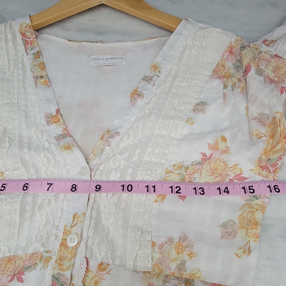 Boho Floral Maxi Dress - White with Yellow & Pink Floral - Picture 4 of 9
